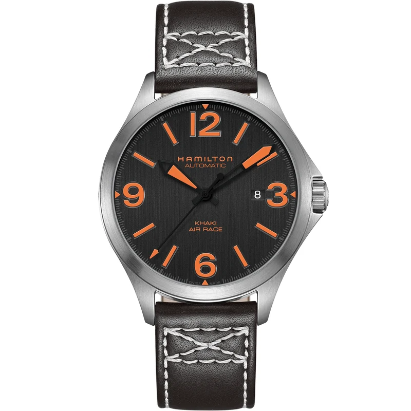 Hamilton Khaki Aviation 42mm Red Bull Air Race Black Dial Leather Mens Automatic Watch H76535731
