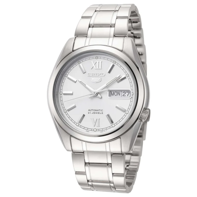 Seiko 5 Classic 38mm Silver Dial Steel Mens Automatic Watch SNKL51K1