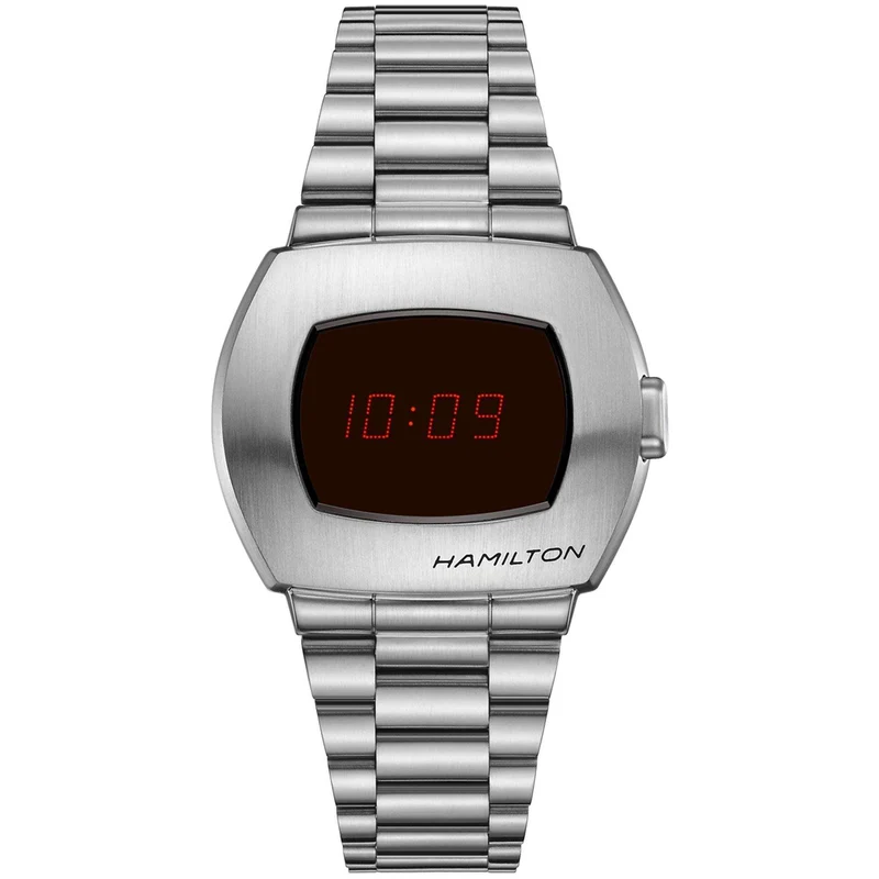 Hamilton American Classic 41mm PSR Red Digital Black Dial Steel Mens Quartz Watch H52414130