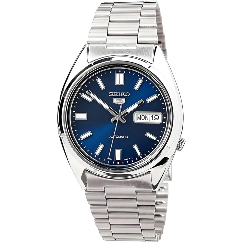 Seiko 5 Classic 37mm Blue Dial Steel Mens Automatic Watch SNXS77K1