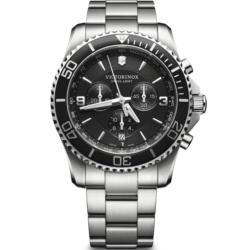 Victorinox Maverick 43mm Chronograph Black Dial Steel Mens Quartz Watch 241695