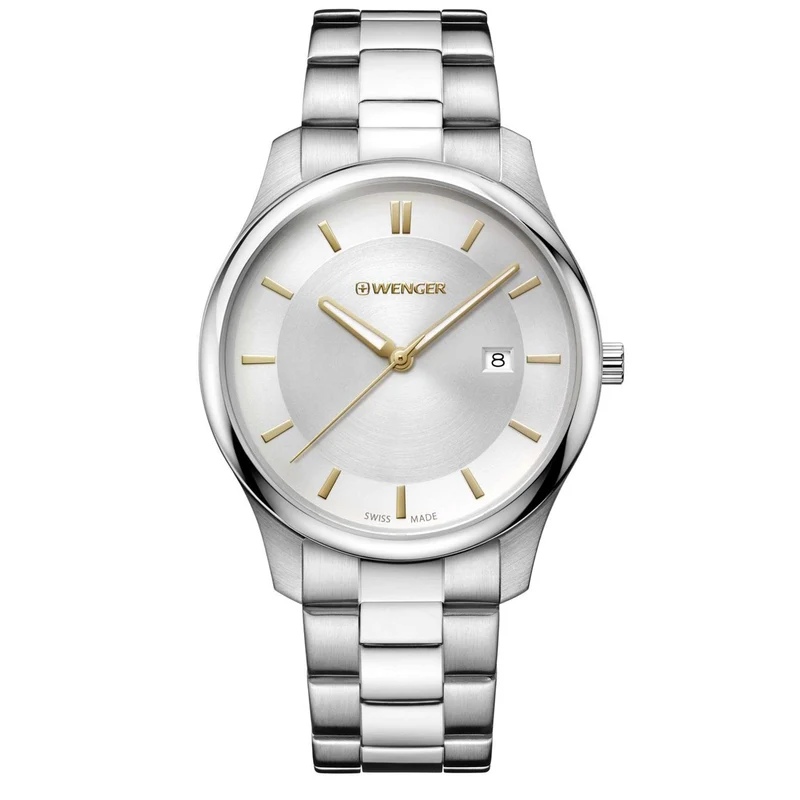 Wenger City Classic White Dial Stainless Steel Bracelet Men's Watch 01.1441.105