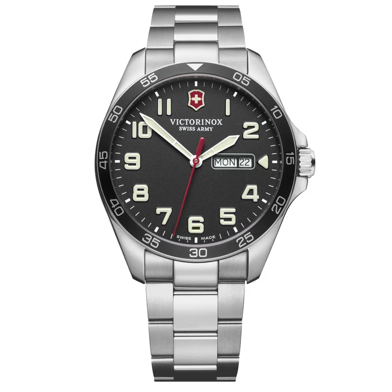 Victorinox Swiss Army Fieldforce Black Dial Stainless Steel Bracelet Men's Watch 241849