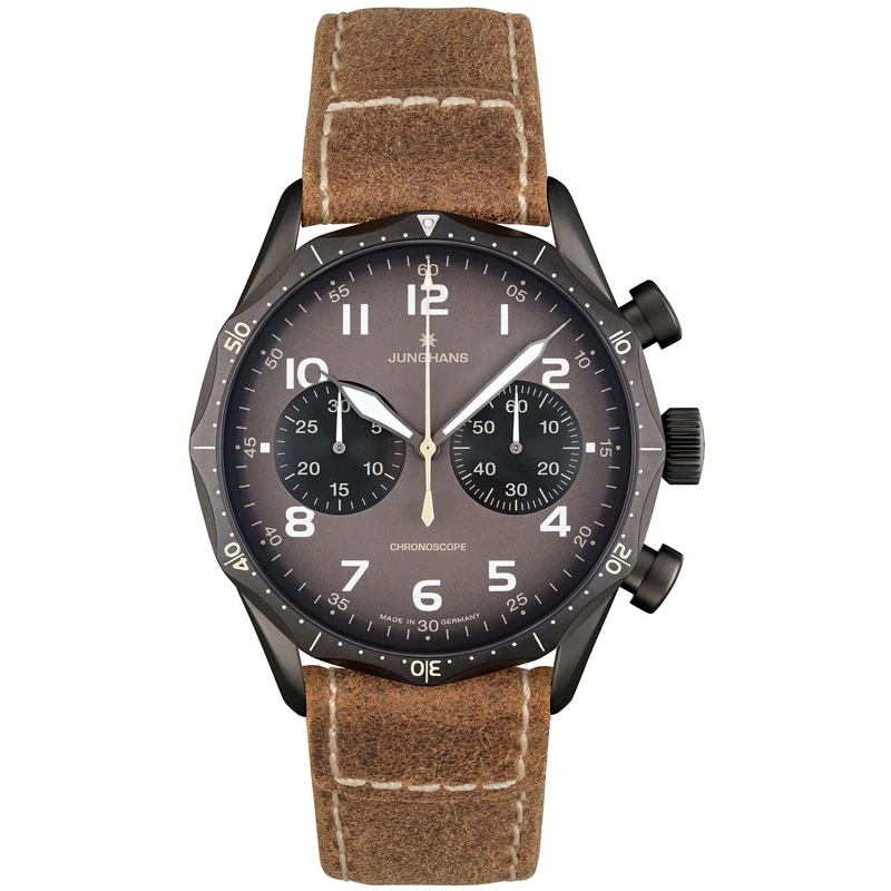 Junghans Meister Pilot Automatic Grey Dial Brown Leather Strap Men’s Watch 027/3794.00
