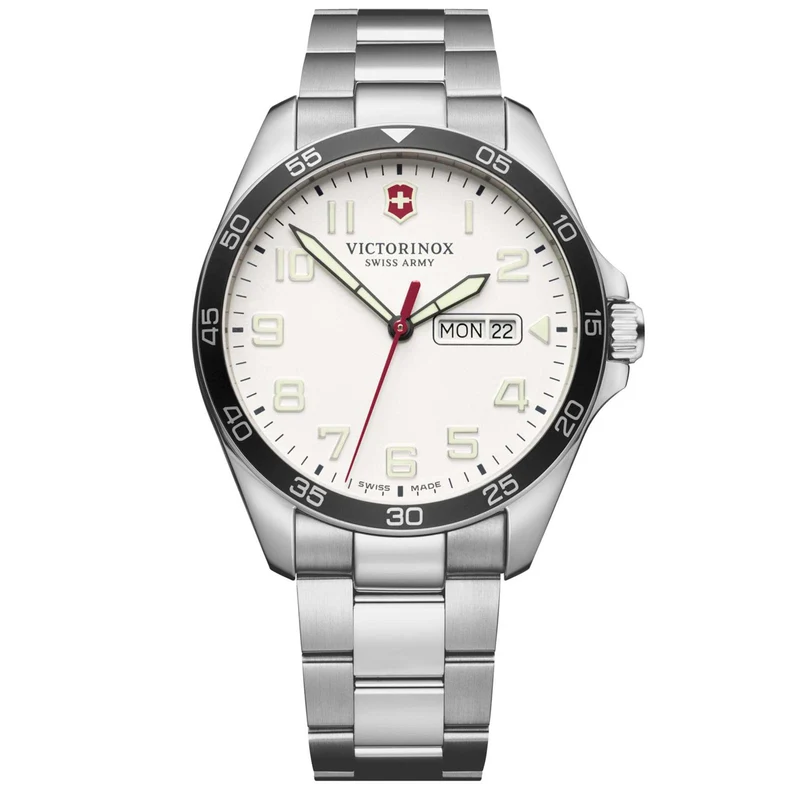 Victorinox Swiss Army Fieldforce Quartz White Dial Stainless Steel Bracelet Mens Watch 241850