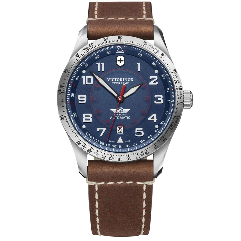 Victorinox Airboss 42mm Blue Dial Leather Mens Automatic Watch 241887
