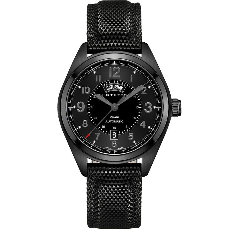 Hamilton Khaki Field 42mm Black Dial Synthetic Mens Automatic Watch H70695735