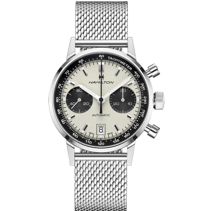 Hamilton American Classic 40mm Chronograph White Dial Steel Mens Automatic Watch H38416111