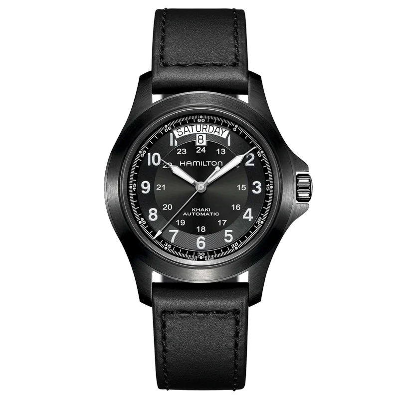 Hamilton Khaki Field 40mm Black Dial Leather Mens Automatic Watch H64465733
