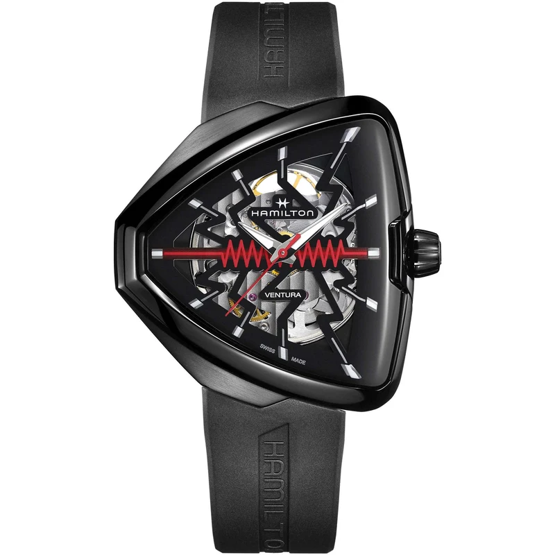 Hamilton Ventura 42mm Elvis80 Skeleton Black Dial Rubber Mens Automatic Watch H24535331