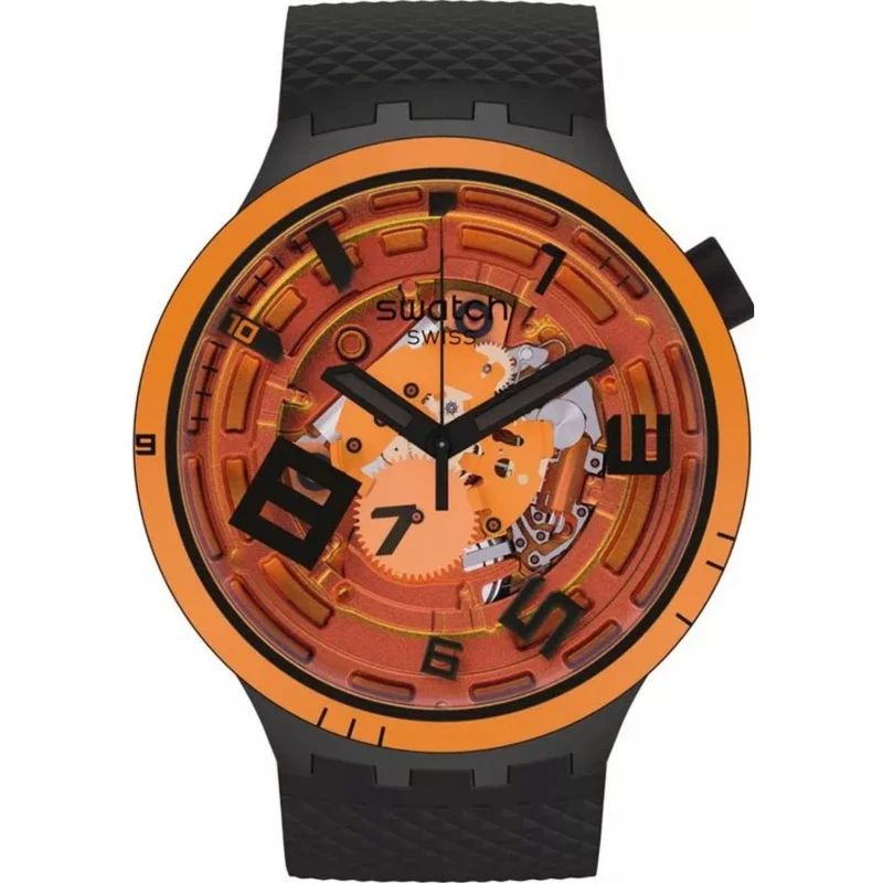 Swatch Big Bold Oops! Transparent Dial Silicone Strap Watch SB01B127