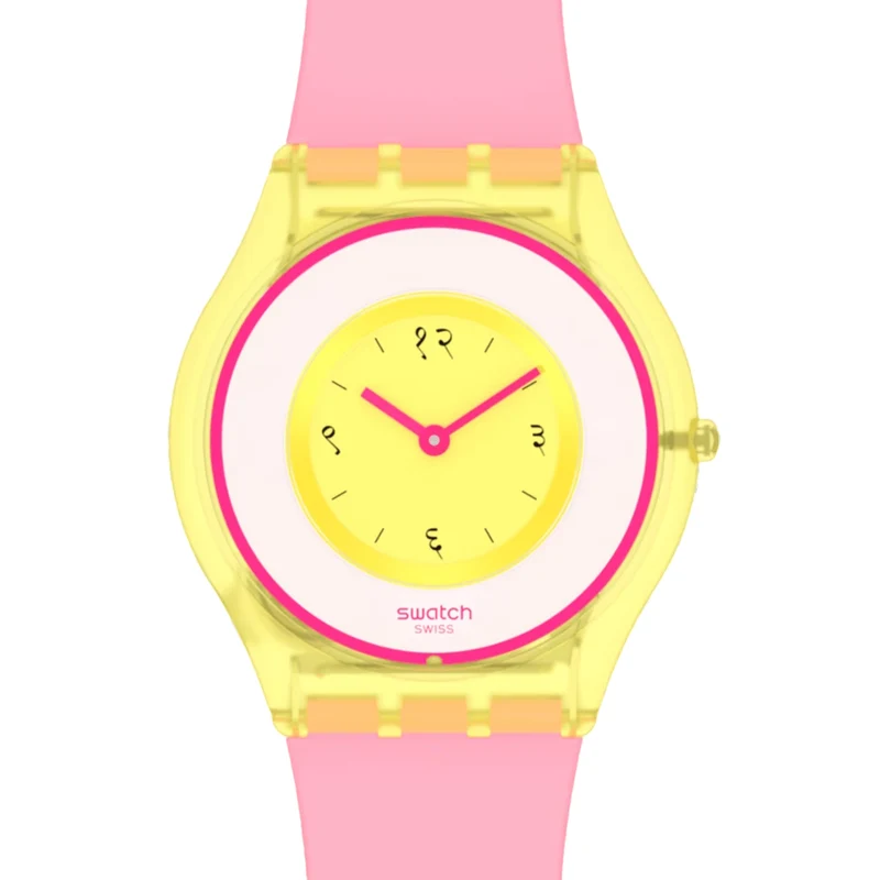 Swatch Supriya Lele India Rose 01 Quartz Yellow Dial Silicone Strap Ladies Watch SS08Z101