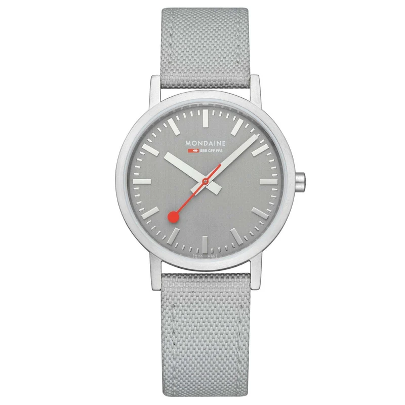 Mondaine Classic 36mm Gray Dial Textile Quartz Watch A660.30314.80SBH