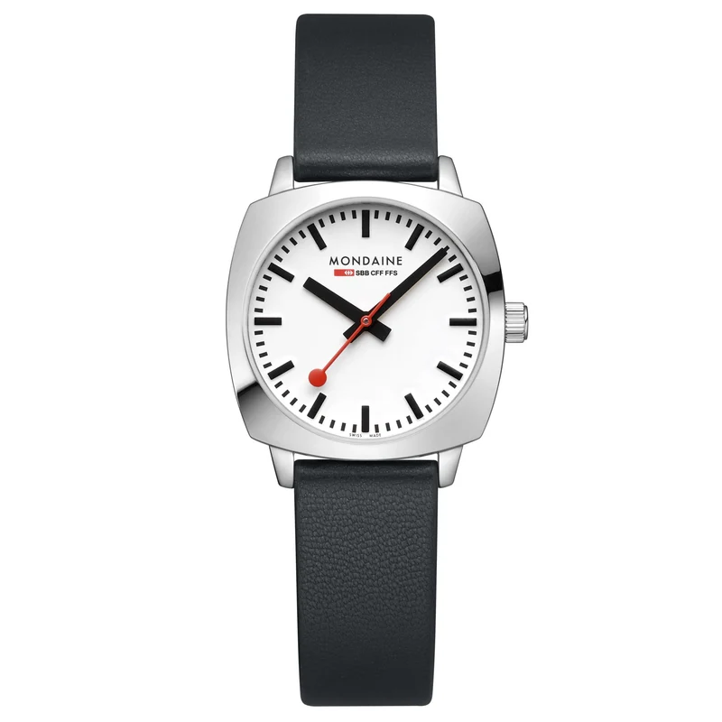 Mondaine Cushion 31mm White Dial Leather Ladies Quartz Watch MSL.31110.LBV
