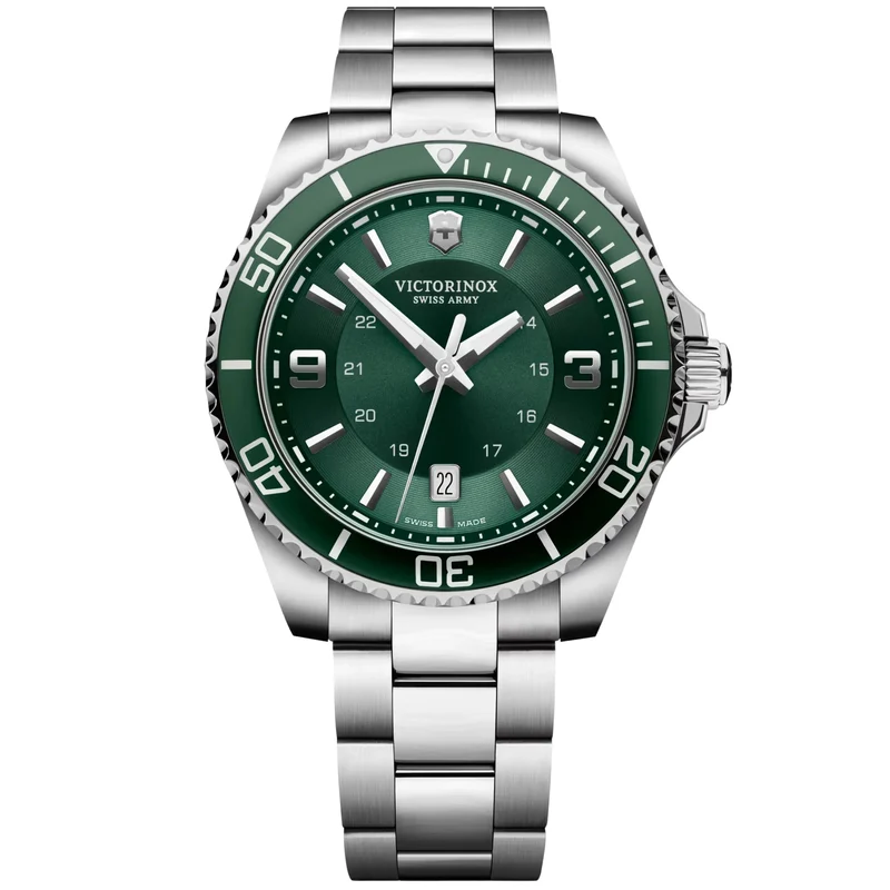 Victorinox Maverick 43mm Large Green Dial Steel Mens Quartz Watch 241934
