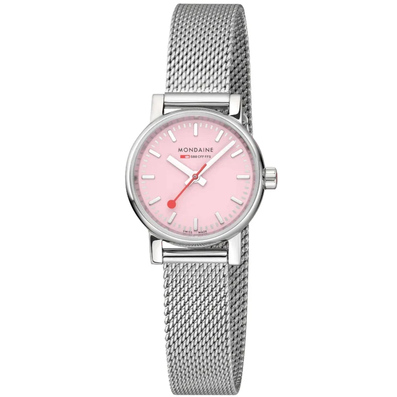 Mondaine evo2 316L Pink Dial Steel Strap Women's Watch MSE.26130.SM