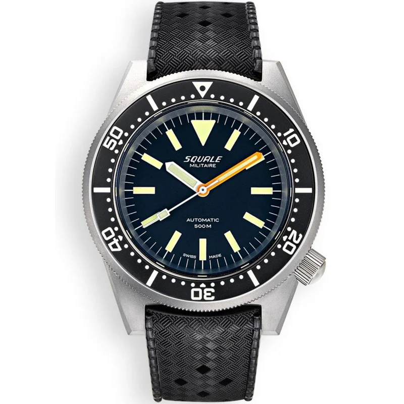 Squale 1521 Militaire Blasted Automatic Black Dial Rubber Strap Men’s Watch 1521MILBL.HT