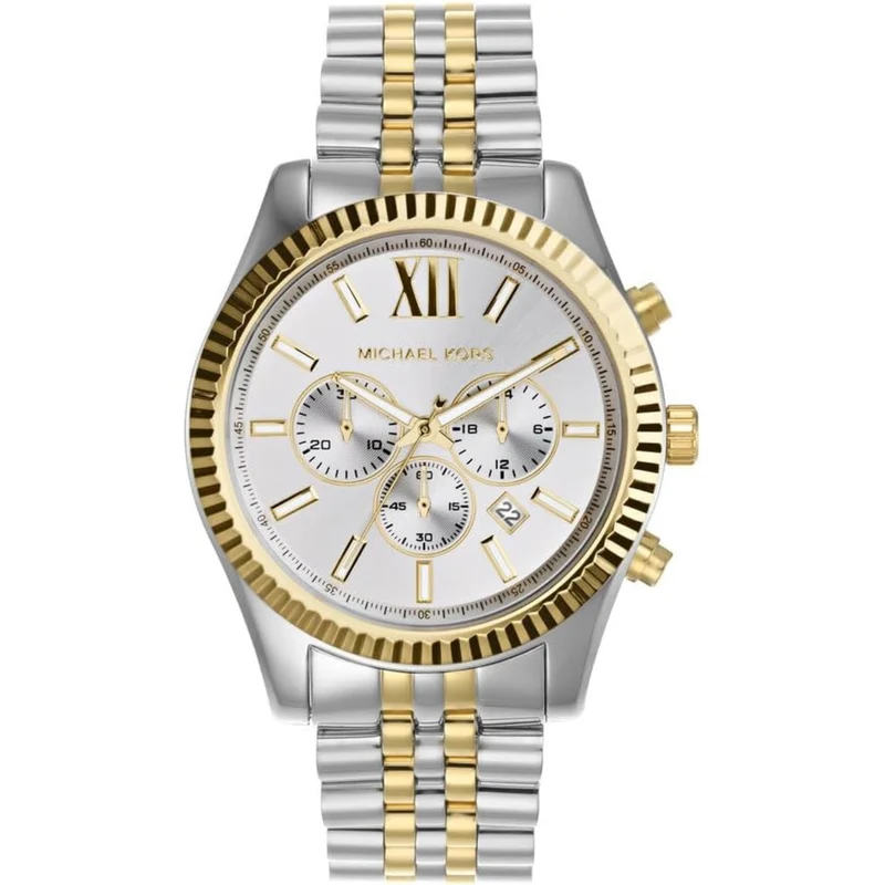 Michael Kors Lexington Chronograph Silver Dial Steel Strap Men's Watch MK8344