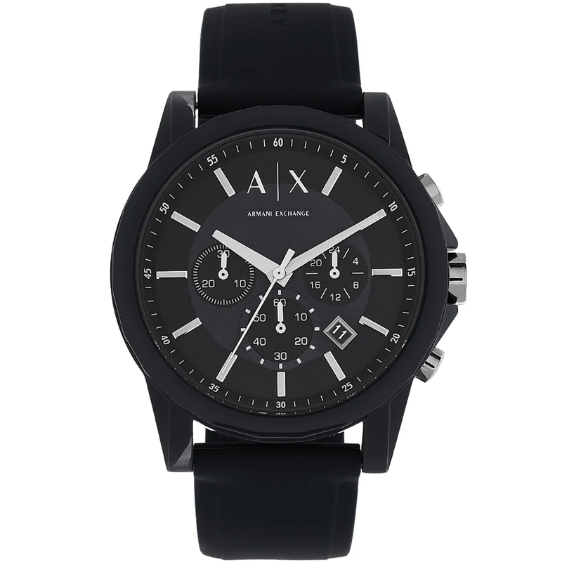 Armani Exchange Outerbanks 44mm Chronograph Black Dial Steel Mens Quartz Watch AX1326