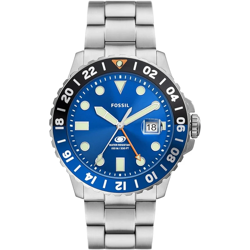 Fossil Blue GMT 46mm Blue Dial Steel Mens Quartz Watch FS5991