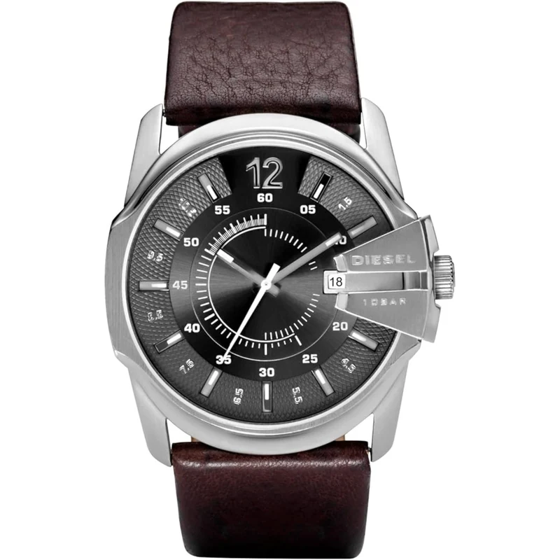 Diesel Master Chief 46mm Black Dial Leather Mens Quartz Watch DZ1206