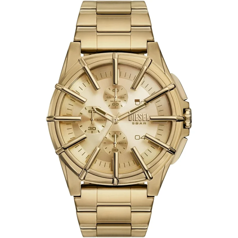 Diesel Framed 44mm Chronograph Gold Dial Steel Mens Quartz Watch DZ4659