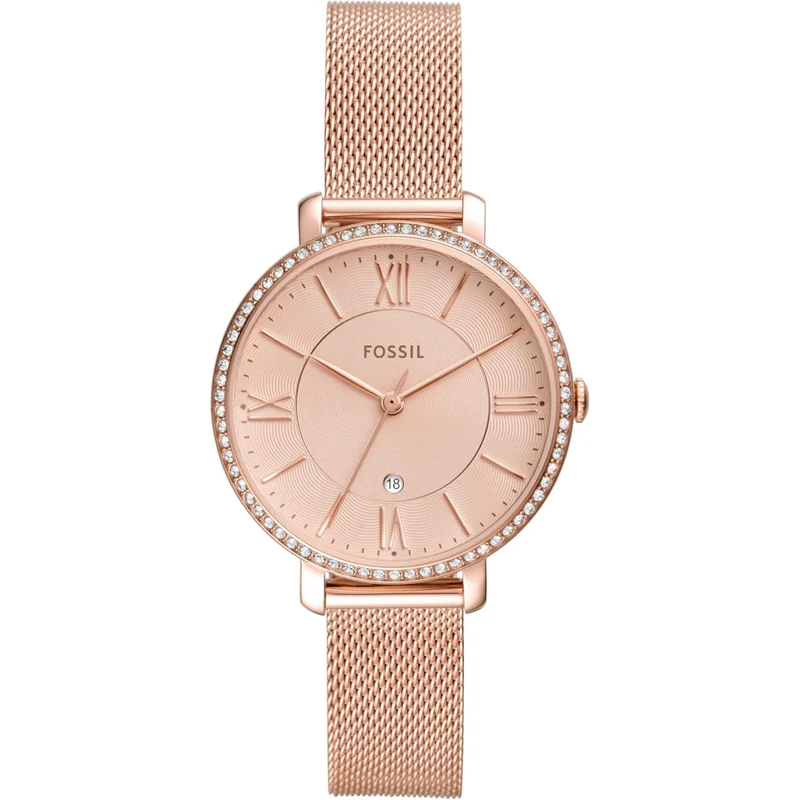 Fossil Jacqueline 36mm Rose Gold Dial Steel Ladies Quartz Watch ES4628