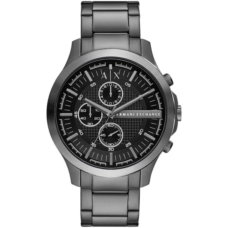 Armani Exchange Hampton 46mm Chronograph Black Dial Steel Mens Quartz Watch AX2454