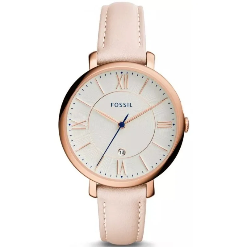 Fossil Jacqueline 36mm White Dial Leather Ladies Quartz Watch ES3988