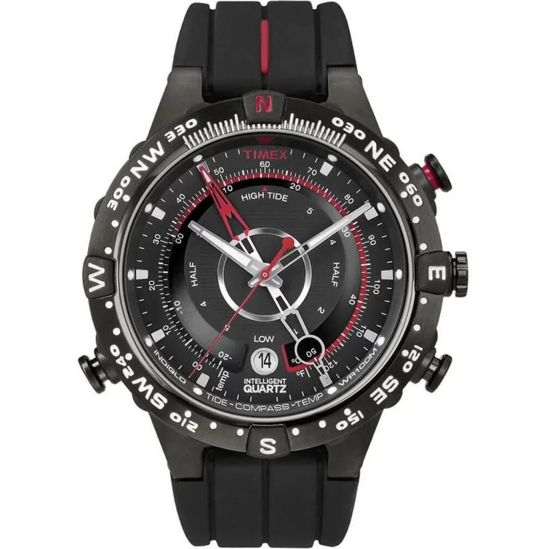 Timex Intellegent 45mm Black Dial Rubber Mens Quartz Watch T2N720