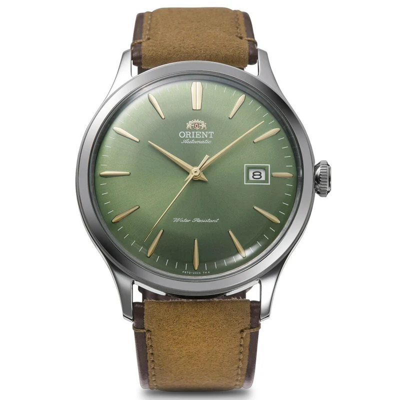 Orient Bambino 42mm Green Dial Leather Mens Automatic Watch RA-AC0P01E30B