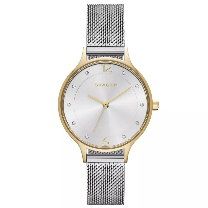 Skagen Anita Lille Two-Tone Steel Mesh White Silver Ladies Watch SKW2340