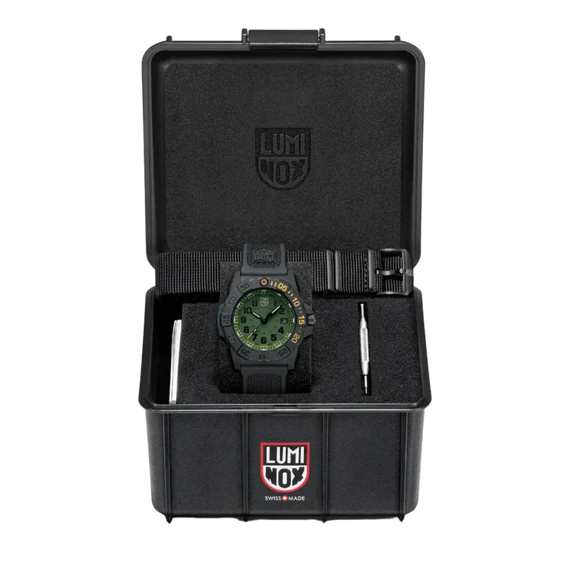 Luminox Navy SEAL Foundation 45mm Green Dial Rubber Mens Quartz Watch XS.3517.NSF.SET