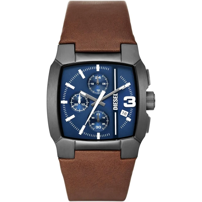 Diesel Cliffhanger 40mm Chronograph Blue Dial Leather Mens Quartz Watch DZ4641