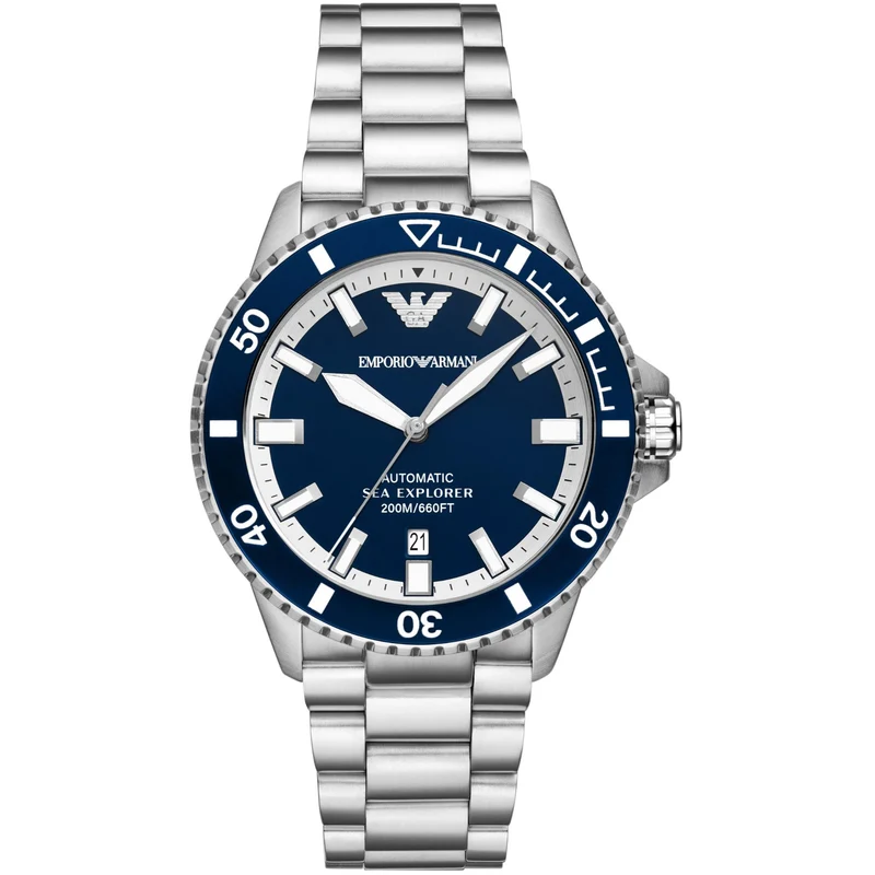 Emporio Armani Sea Explorer 42mm Blue Dial Steel Mens Automatic Watch AR60079