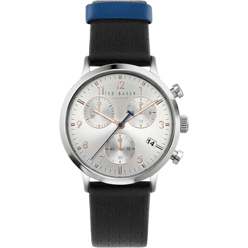 Ted Baker Cosmop Black Eco-Leather Strap Silver Dial Men's Watch BKPCSS3019I