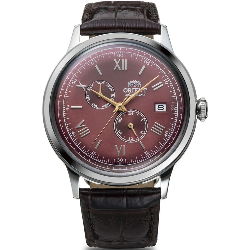 Orient Bambino 40.5mm Bordeaux Dial Leather Mens Automatic Watch RA-AK0705R30B