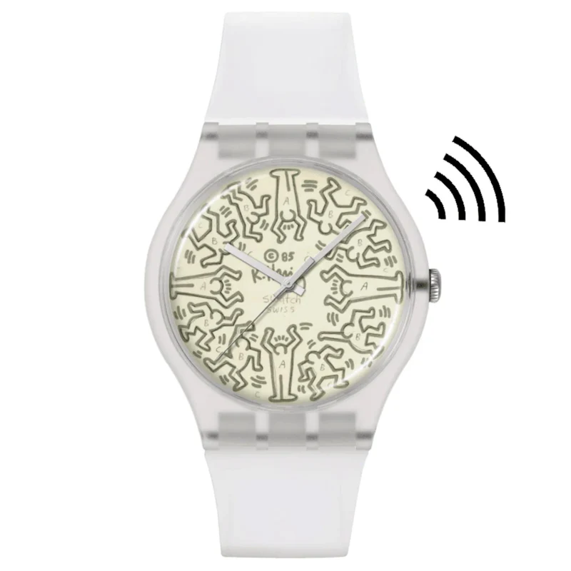 Swatch From The Archive Pay! Beige Dial Silicone Strap Watch SO29Z146-5300
