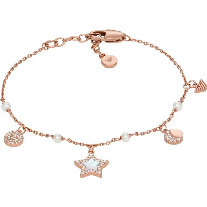 Emporio Armani Rose Gold-Tone Brass Station Women's Bracelet EGS3107221