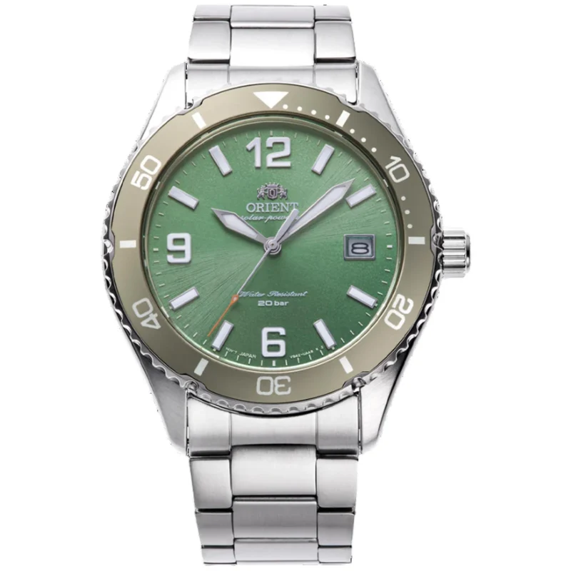 Orient Mako 40mm Green Dial Steel Mens Solar Watch RA-WJ0001E10B