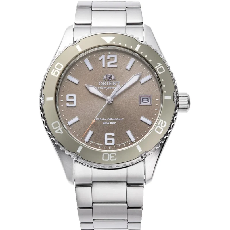 Orient Mako 40mm Brown Dial Steel Mens Solar Watch RA-WJ0004Y10B