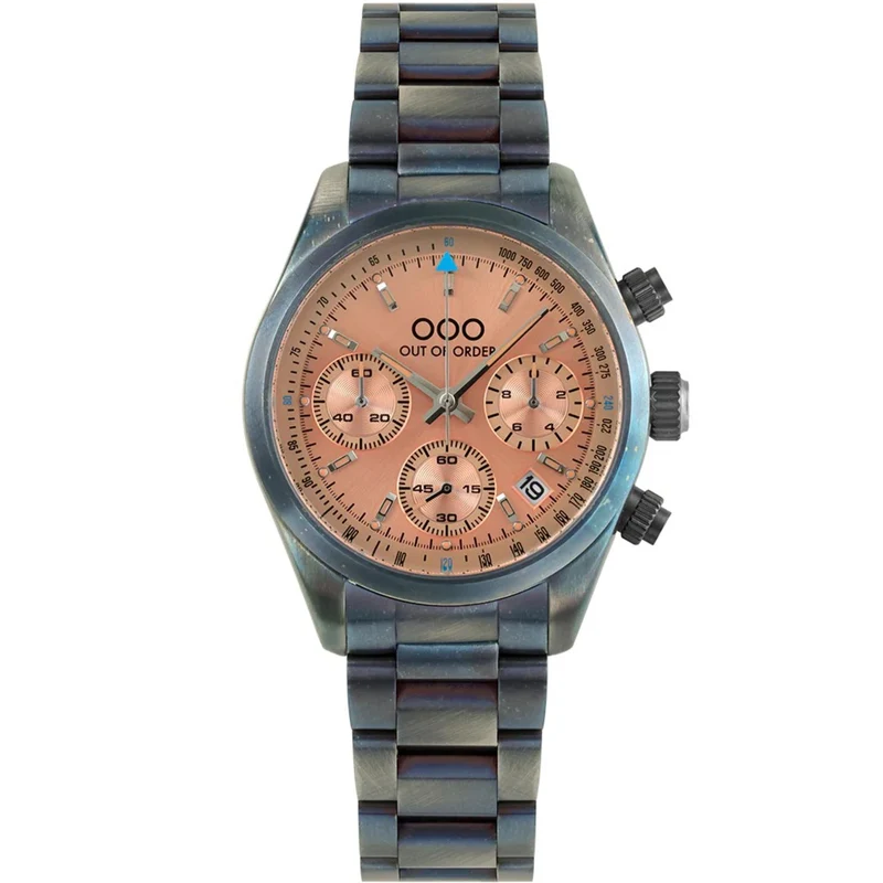 Out of Order Sporty Cronografo Quartz Peach Dial Steel Strap Watch OOO.001-23.PE.AC