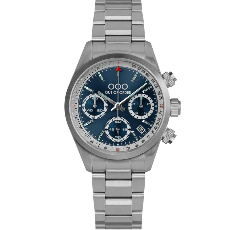 Out of Order Sporty Cronografo Ultra Brush Quartz Blue Dial Steel Strap Watch OOO.001-23.BL.AC.SS