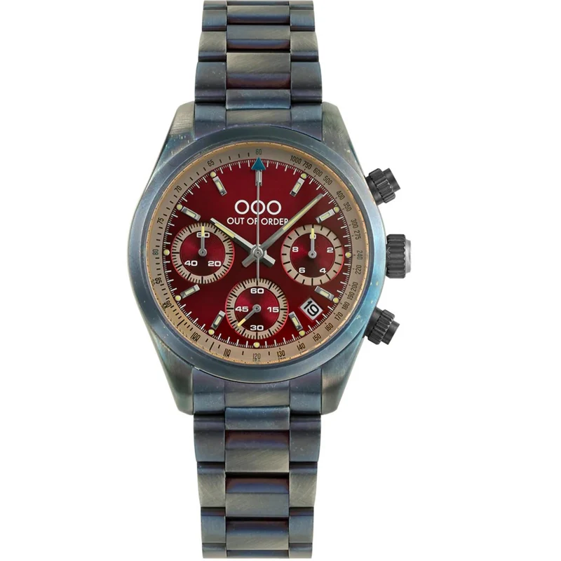 Out of Order Sporty Cronografo Quartz Red Dial Steel Strap Men's Watch OOO.001-23.RO.AC