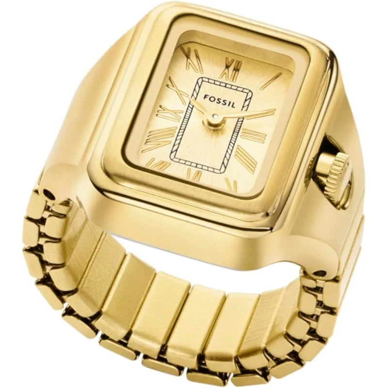 Fossil Raquel 14mm Gold Dial Steel Ladies Quartz Watch Ring ES5343