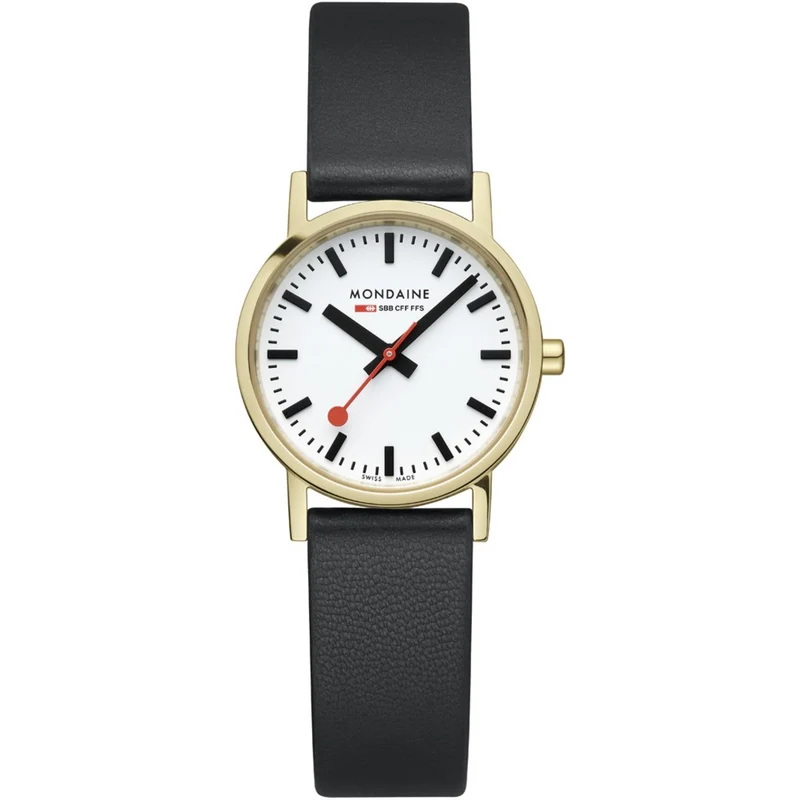 Mondaine Classic White Dial Black Leather Strap Women’s Watch A658.30323.10SBBV