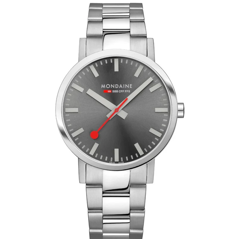 Mondaine Classic 40mm Grey Dial Steel Mens Quartz Watch A660.30360.81SBJ