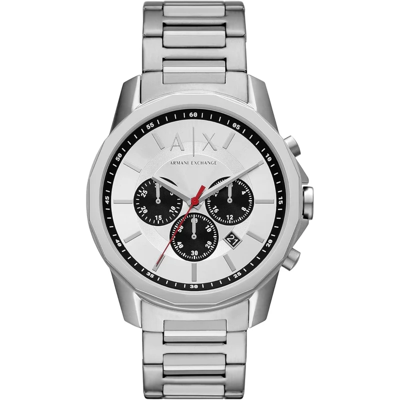 Armani Exchange Banks 44mm Chronograph Silver Dial Steel Mens Quartz Watch AX1742