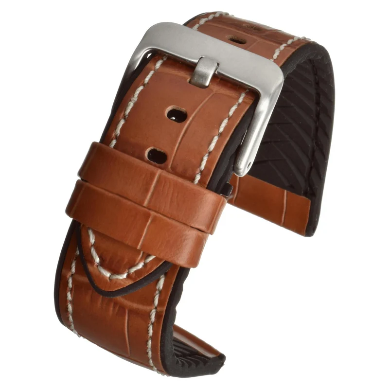 LBS Tan Leather/Silicone Crocodile with Contrasting Stitching WH907/20