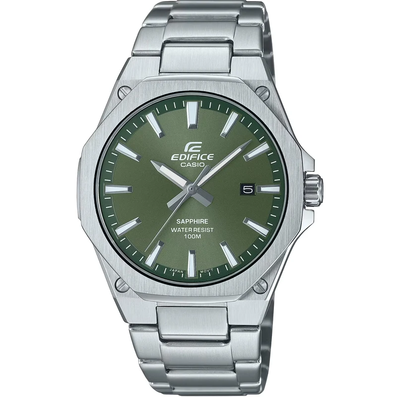 Casio Edifice Slim Analogue Green Dial Stainless Steel Bracelet Men's Watch EFR-S108D-3AVUEF